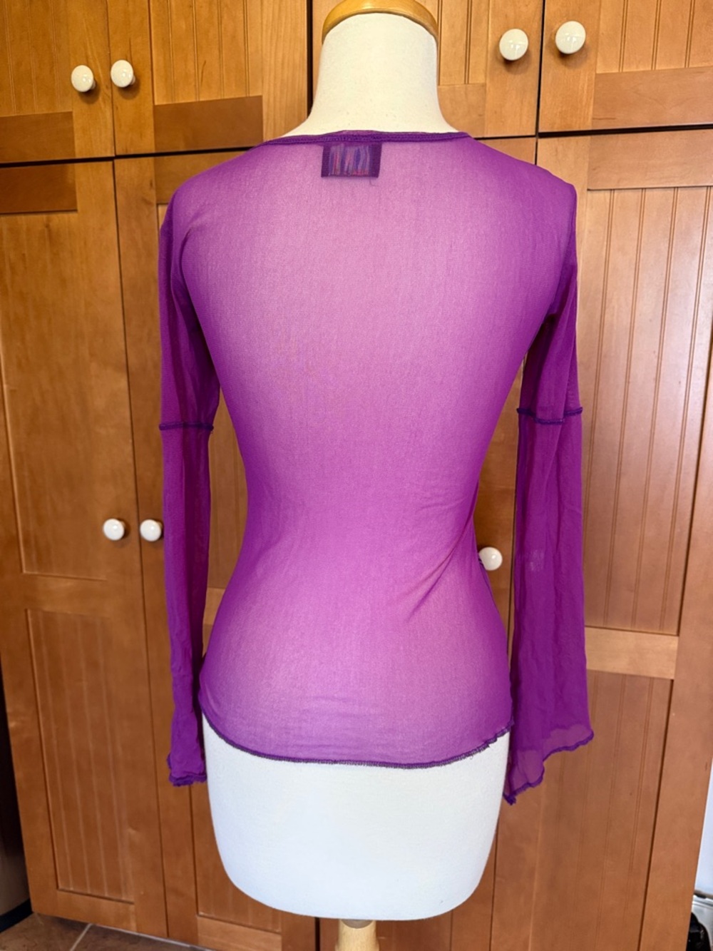 Tripp NYC Purple Sheer Long-Sleeve Tee with Black Graphic - Picture 3 of 4